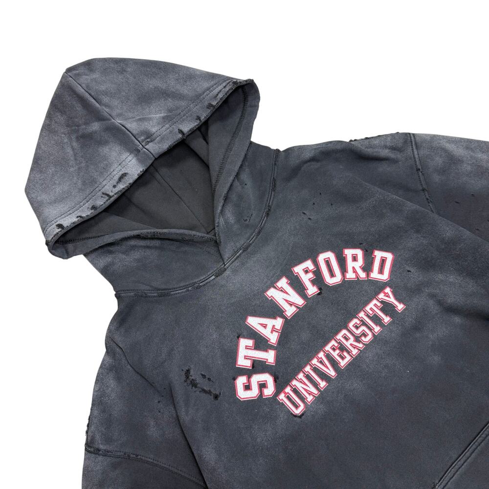 Vintage Stanford University Thrashed Distressed Hoodie Black L
